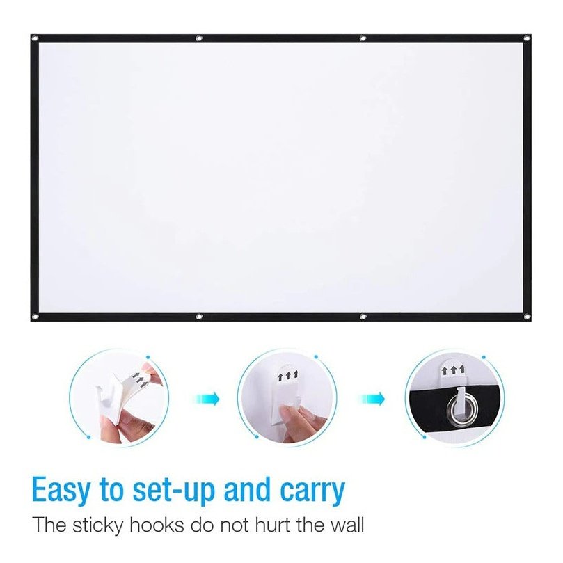 Projector Screen, 381cm, HD, Polyester, Wall Mounted, 160 degree, White