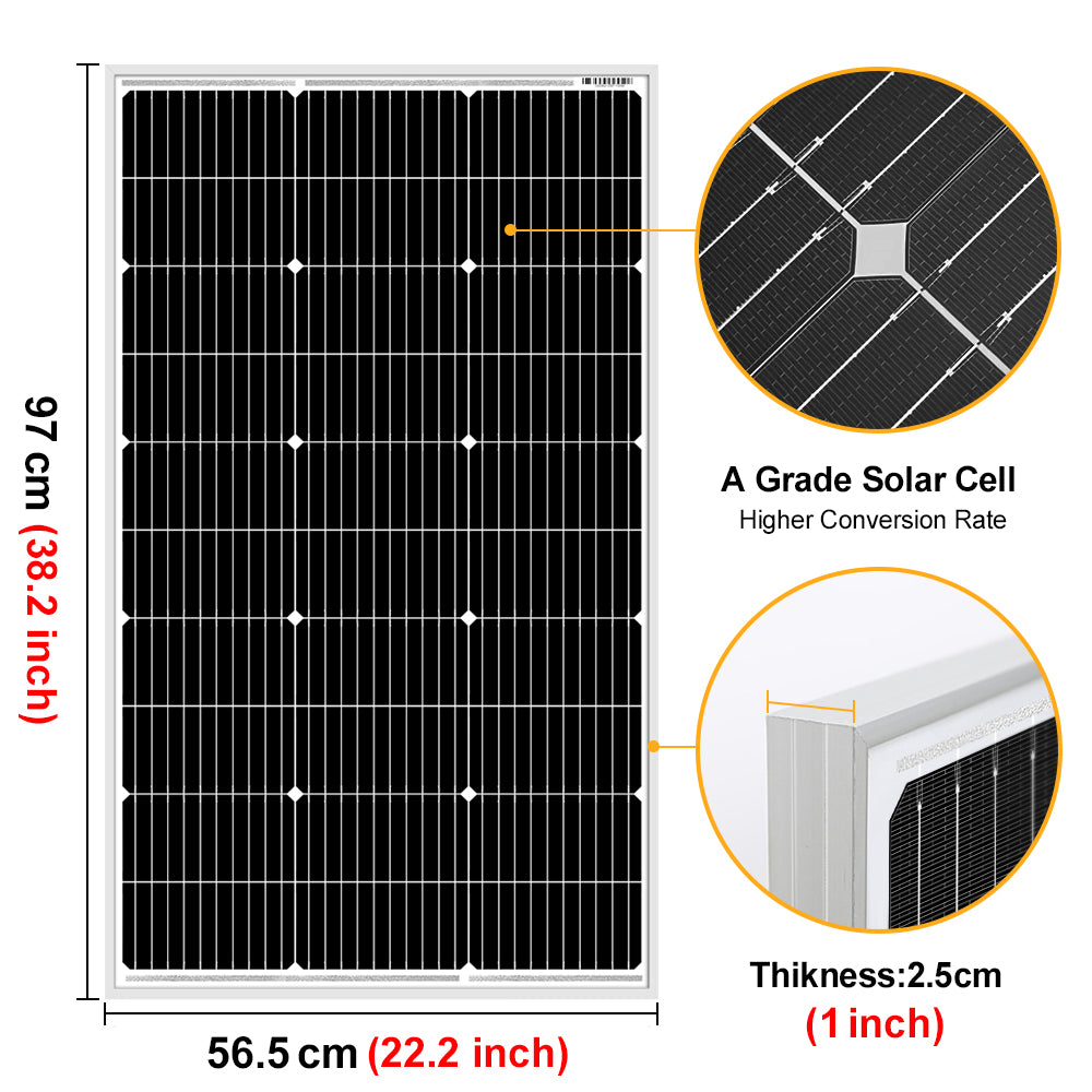 100W 18V Monocrystalline Solar Panel, DSP-100M, Waterproof, 12V Charge