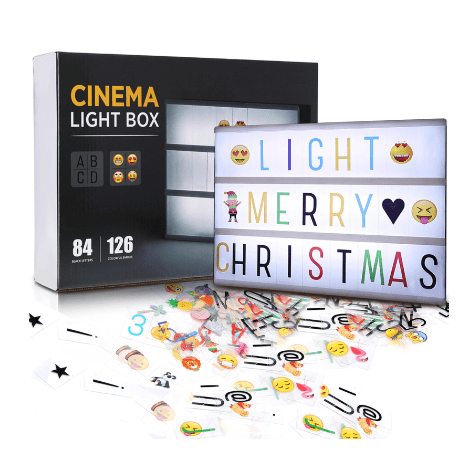 Lightbox - A4 Cinematic Lightbox -Letterbak met Licht - met 210 letters, emoji's, smileys en symbolen - voor Thuis Bruiloft Decoratie