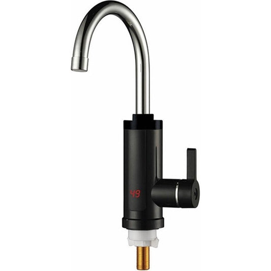 Electric Faucets, 220V, 3000W, LCD Display, EU Plug, Ceramic, Deck Mounted, Black