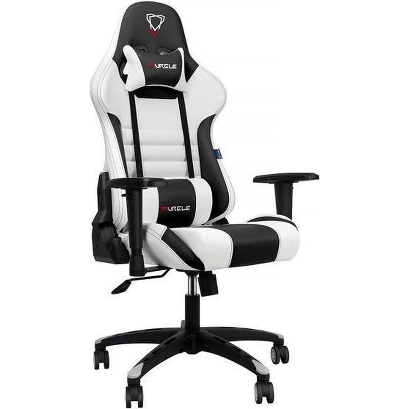 Scaun de birou - Scaun Gaming Furgle - Confort ridicat și super durabil - Alb / Negru - Cadou