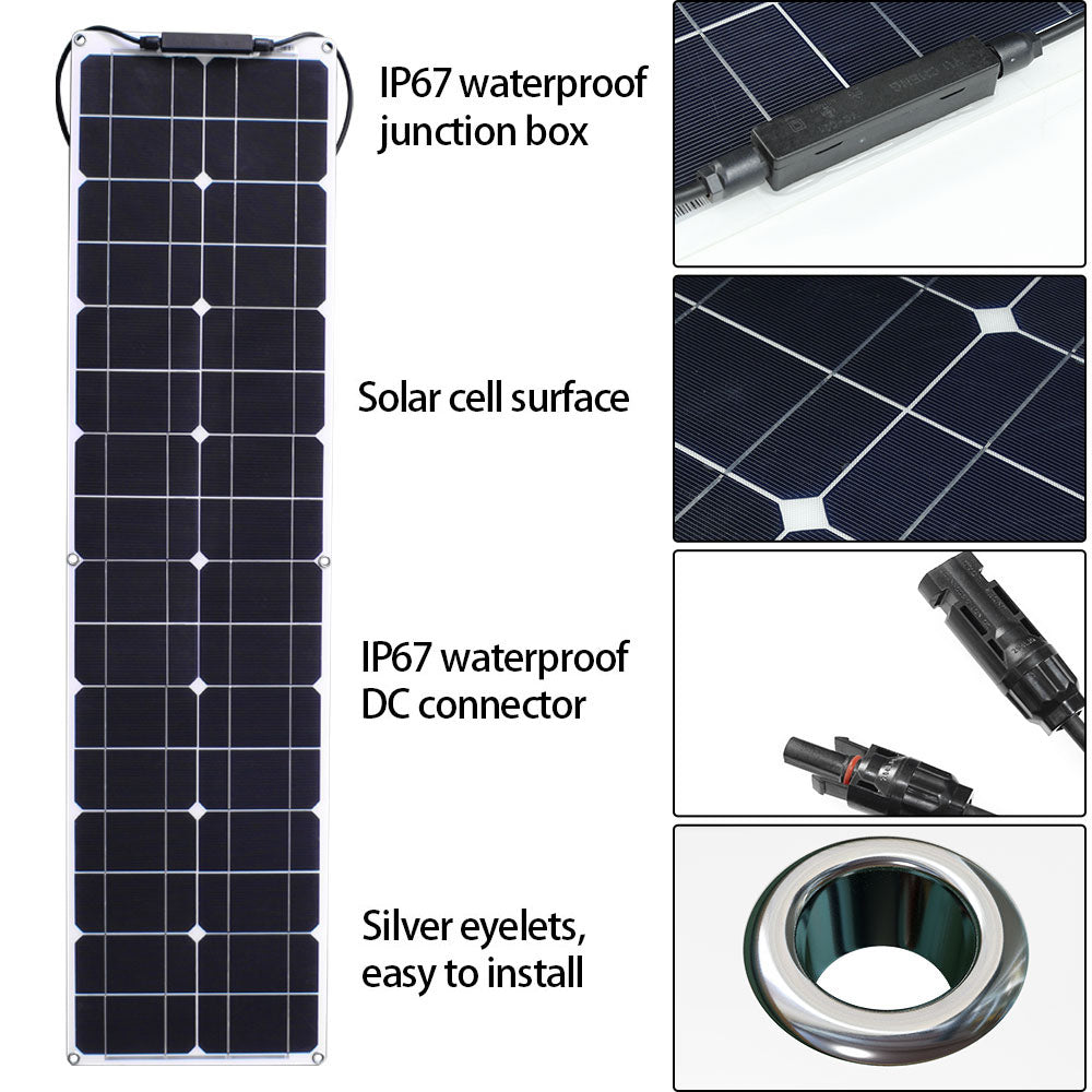 50W Monocrystalline Flexible Solar Panel 150W 12V/24V CE/RoHS