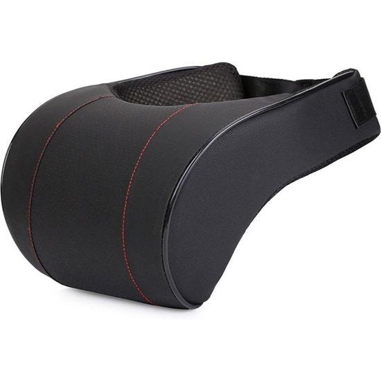 Car Pillow, 9cm Thickness, Ergonomic, PU Leather, Black