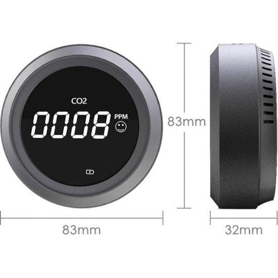 Luchtmeter | CO2 Meter | CO2 Melder | Koolstofdioxide Monitor | Luchtkwaliteit | Draagbaar | Tester | Gas Detector