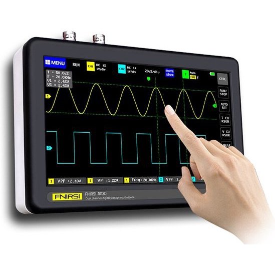 Oscilloscope numérique | 100 MHz | 2 chaînes | Avec écran tactile | 1M ohms/20pf | Multimètre | Générateur de fonctions | Générateur de signaux | Nourriture de laboratoire