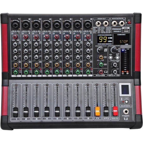 Audio Mixer | Mengpaneel | Professioneel | Ingebouwde Versterker 2x 170W | Bluetooth | Geschikt Voor Microfoon | Echo & Delay Effecten