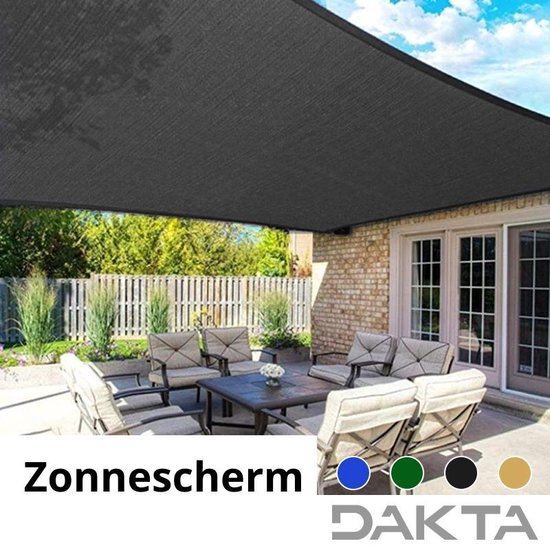 Schaduwdoek | 3 x 4 meter | Zonnescherm | Filter 85% UV-stralen | Ademend | Schaduwdoek rechthoek | Zwart