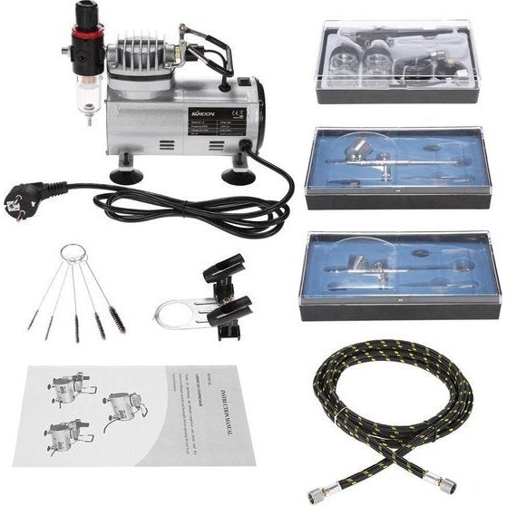 Airbrush set | Voor professioneel gebruik | Complete set | Met compressor | Airbrush kit | Met airbrush pistool | Spuitpistool