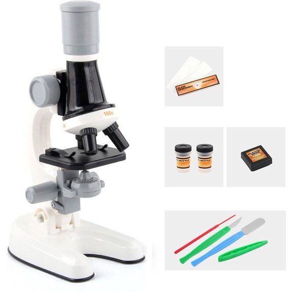 Microscope pour enfants | Microscope | Grossissement 1200x | Enfants | Effacer | Blanc