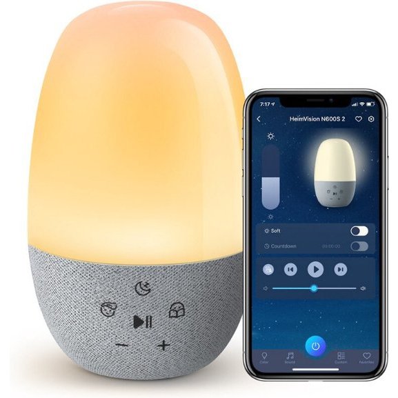 Lampe de nuit | Lampe bébé | Lampe pour enfants | Lampe de nuit pour enfants | Avec son | Contrôle des applications | Contrôle tactile | Commande vocale | Lumière de réveil | Gris