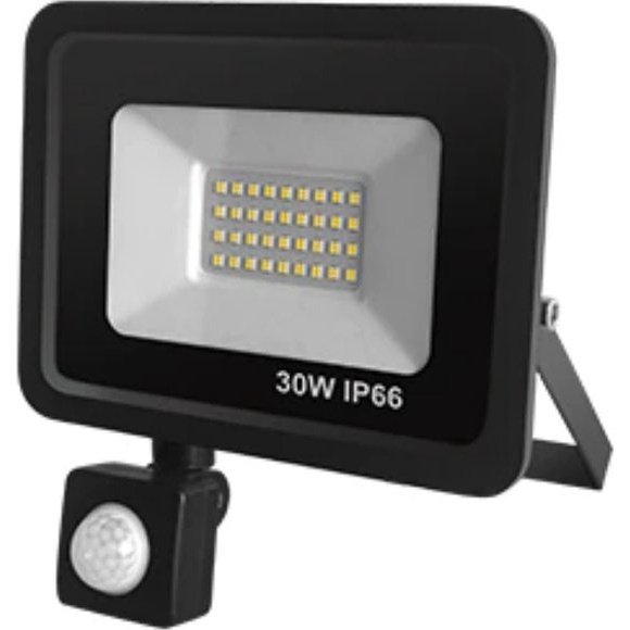 Projecteur - Éclairage extérieur avec capteur | Mur extérieur LED | Applique avec détecteur de mouvement | IP66 étanche | Ajustable | Blanc froid 5 500-7 000 K | 30W | Noir