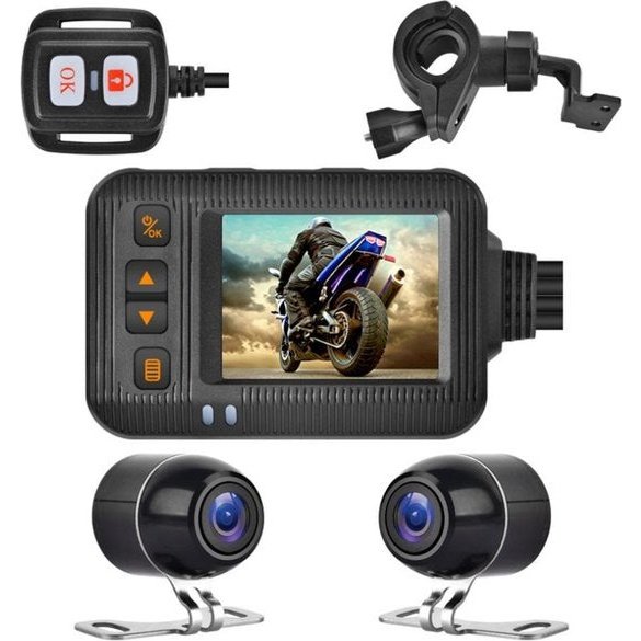 Dashcam pour moto, FHD, vision nocturne, WiFi, étanche, noir