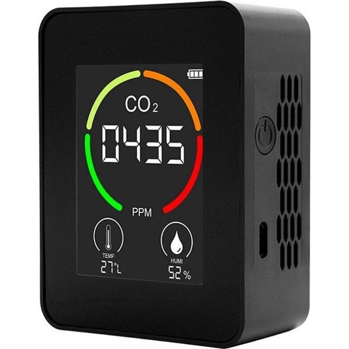 Co2 Meter | Thermohygrometer | LCD scherm | Digitale meter | Zwart | Luchtkwaliteit meten | Binnen | Horeca | Melder | Draagbaar