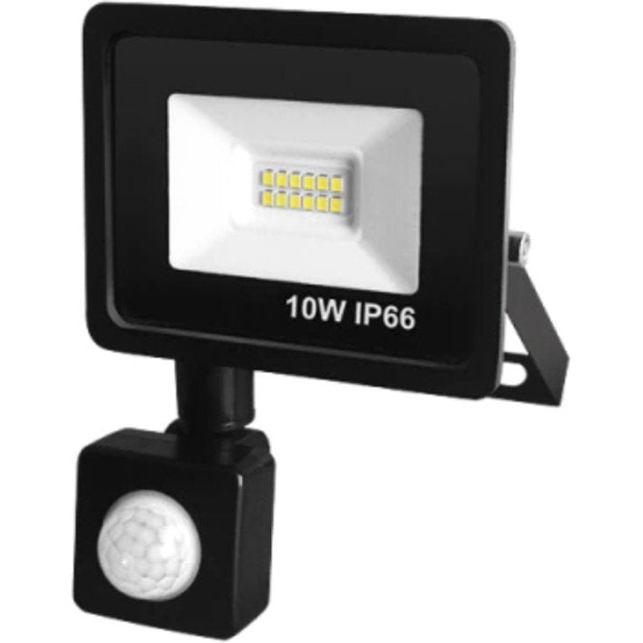 Projecteur - Éclairage extérieur avec capteur | Mur extérieur LED | Applique avec détecteur de mouvement | IP66 étanche | Ajustable | Blanc froid 5 500-7 000 K | 10W | Noir