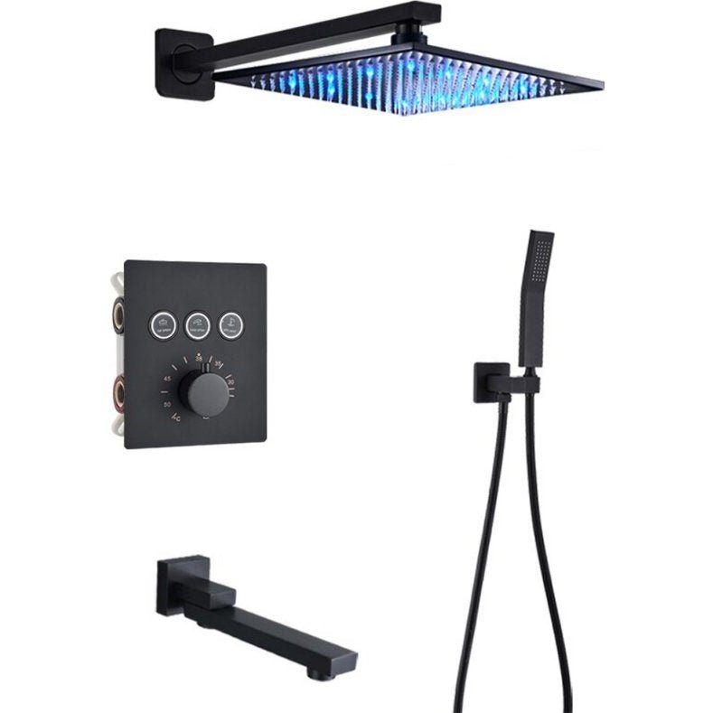 LED Regendouche | Inbouwdouche | Douchekop | Badkamerkraan | Douchekraan | Complete set | Inbouw | Badkamerkraan | Zwart