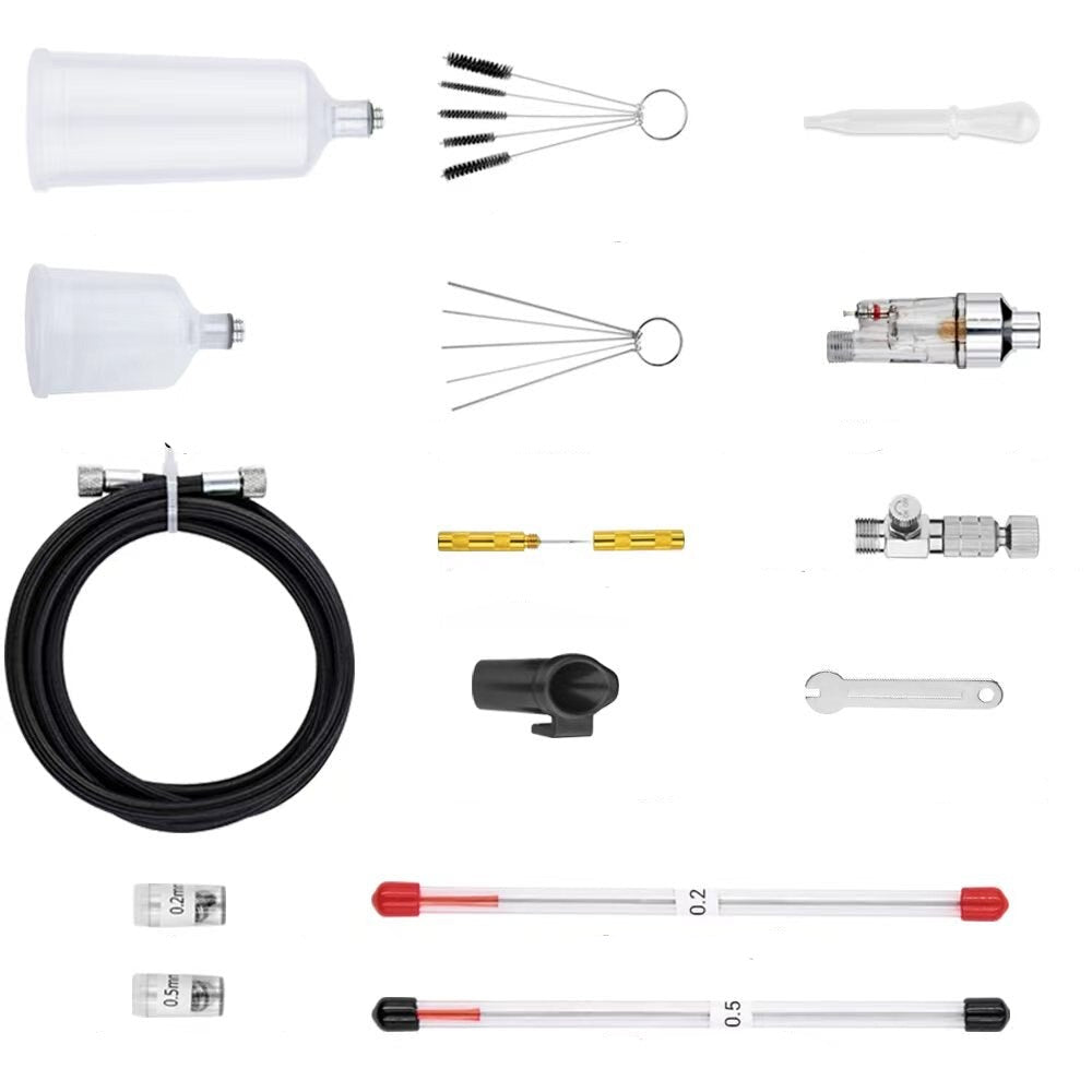 Ensemble aérographe | Pour usage professionnel | Ensemble complet | Avec compresseur | Kit aérographe | Avec pistolet aérographe | Pistolet à peinture