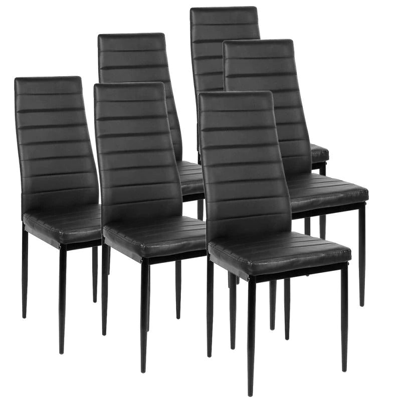 Lot de 6 chaises de salle à manger - 6 Pièces Chaise de salle à manger - Chaises de salle à manger - Chaise de salle à manger Cuir - Noir