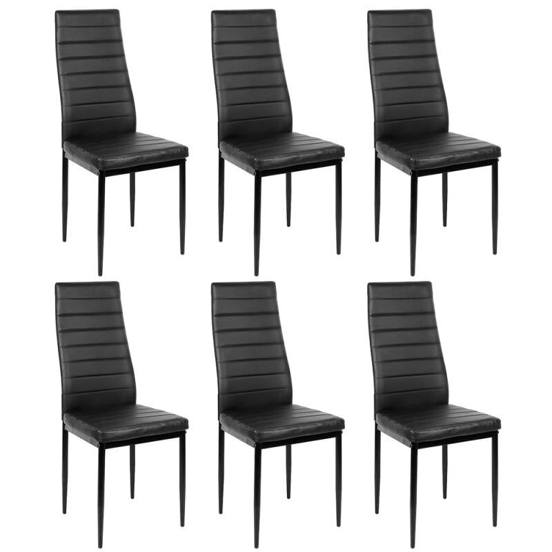 Lot de 6 chaises de salle à manger - 6 Pièces Chaise de salle à manger - Chaises de salle à manger - Chaise de salle à manger Cuir - Noir