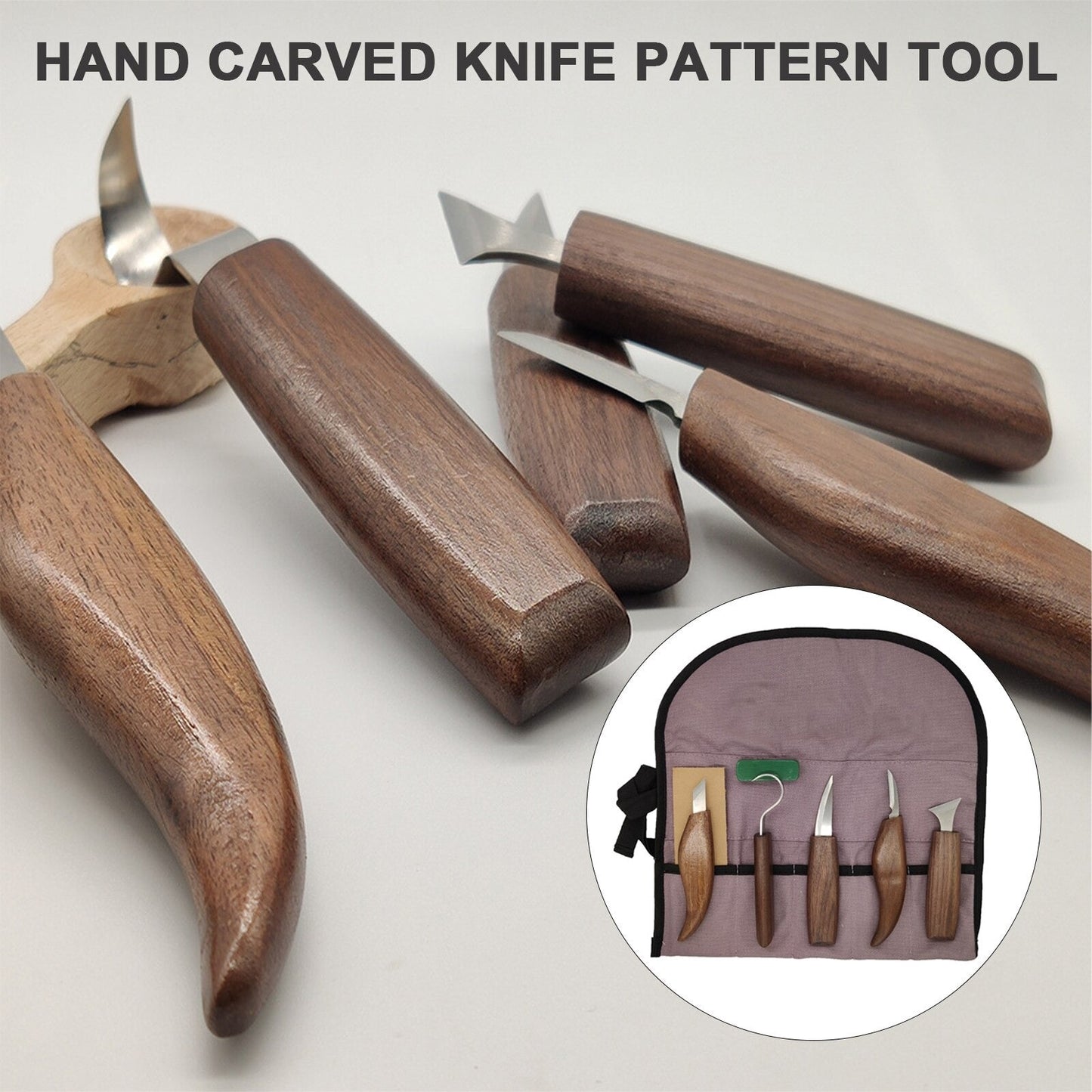 7 stks Walnoot Vleesmes Set Hand-carving Patroon Tool Hand Tool Set Peeling Houtsnijwerk Sculpturale Lepel Carving cutter