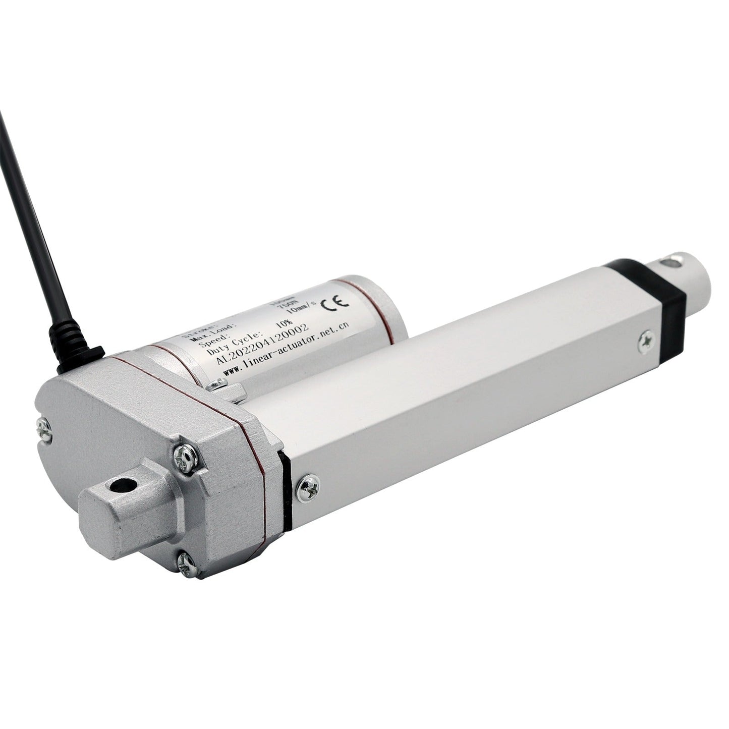 Actuator liniar, 12 V, 30 W, 100 mm, 140 kg, 10 mm/s, aluminiu, alb