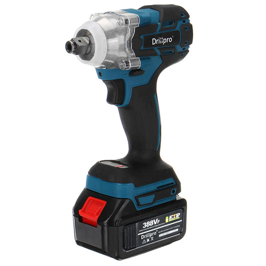 Drillpro Slagmoersleutel - Slagschroevendraaiers - 520 N·m -met LED licht en 2 Accu - Blauw