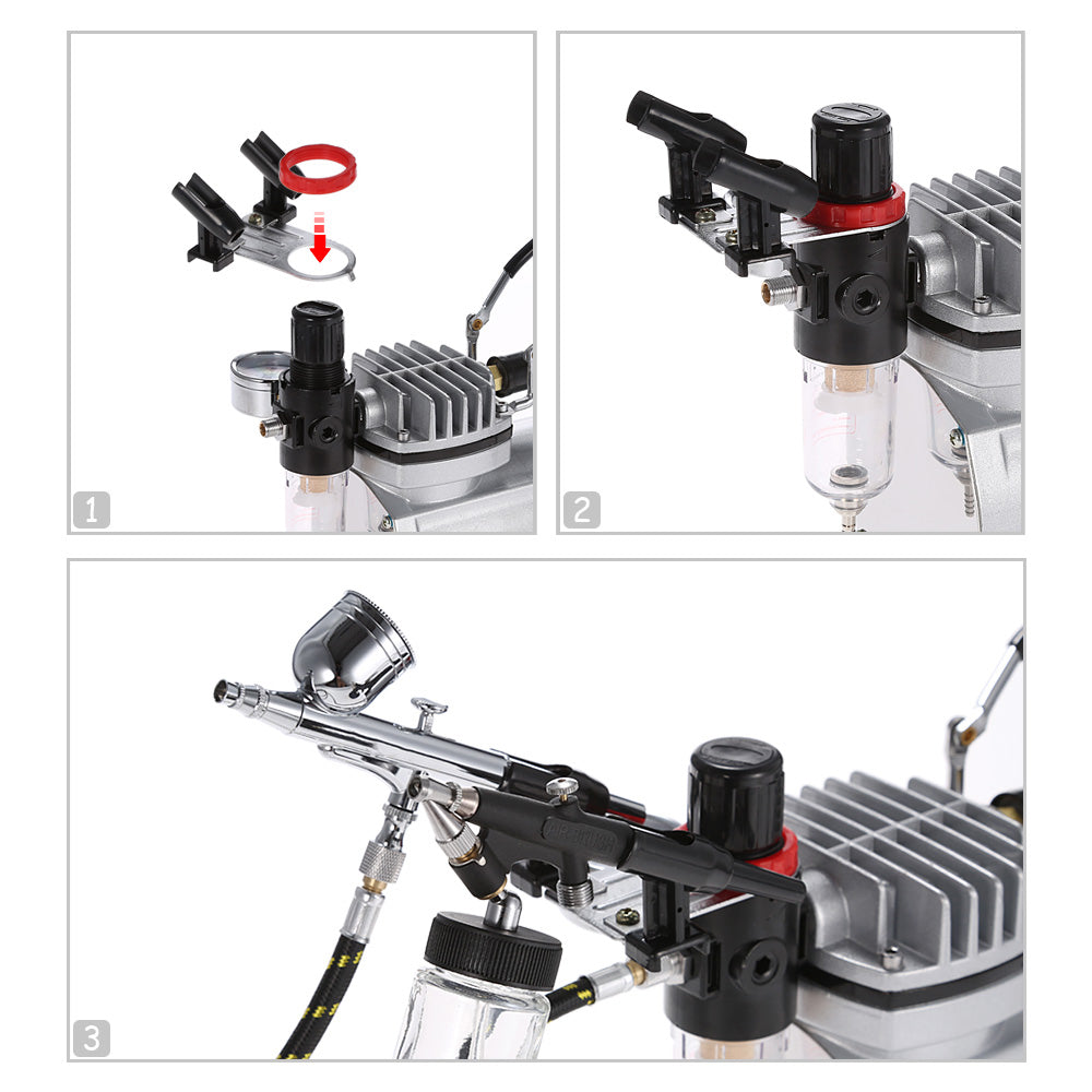 Air Compressor Paint Gun Set, Electric Spray Gun, Nail Art Sprayer, Braided Air Hose, 50L/min