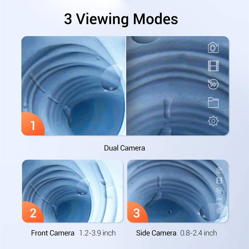 Dual Lens 1080P WiFi Endoscope Camera, 6 LED, 8mm, 5m, IP67, 1920*1080, 7.9mm