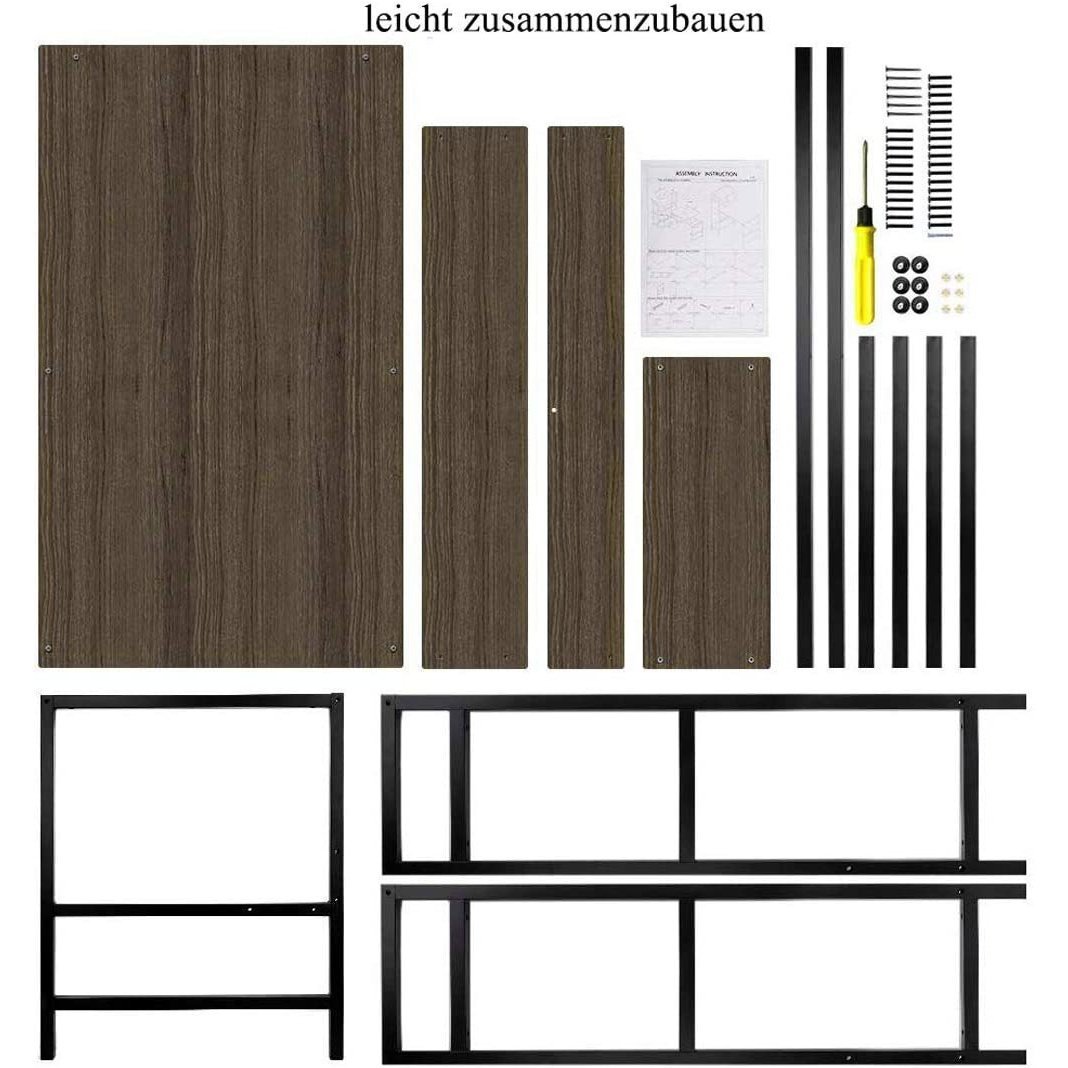 Houten Bureau - Laptop Bureau - Computer Bureau - Bureau met Opbergruimte - Design Bureau - Bureau Hout - 136x60x111cm - Industrieel Hout - Wijnrood