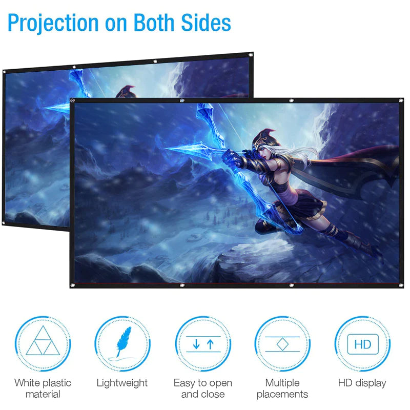 Projector Screen, 381cm, HD, Polyester, Wall Mounted, 160 degree, White