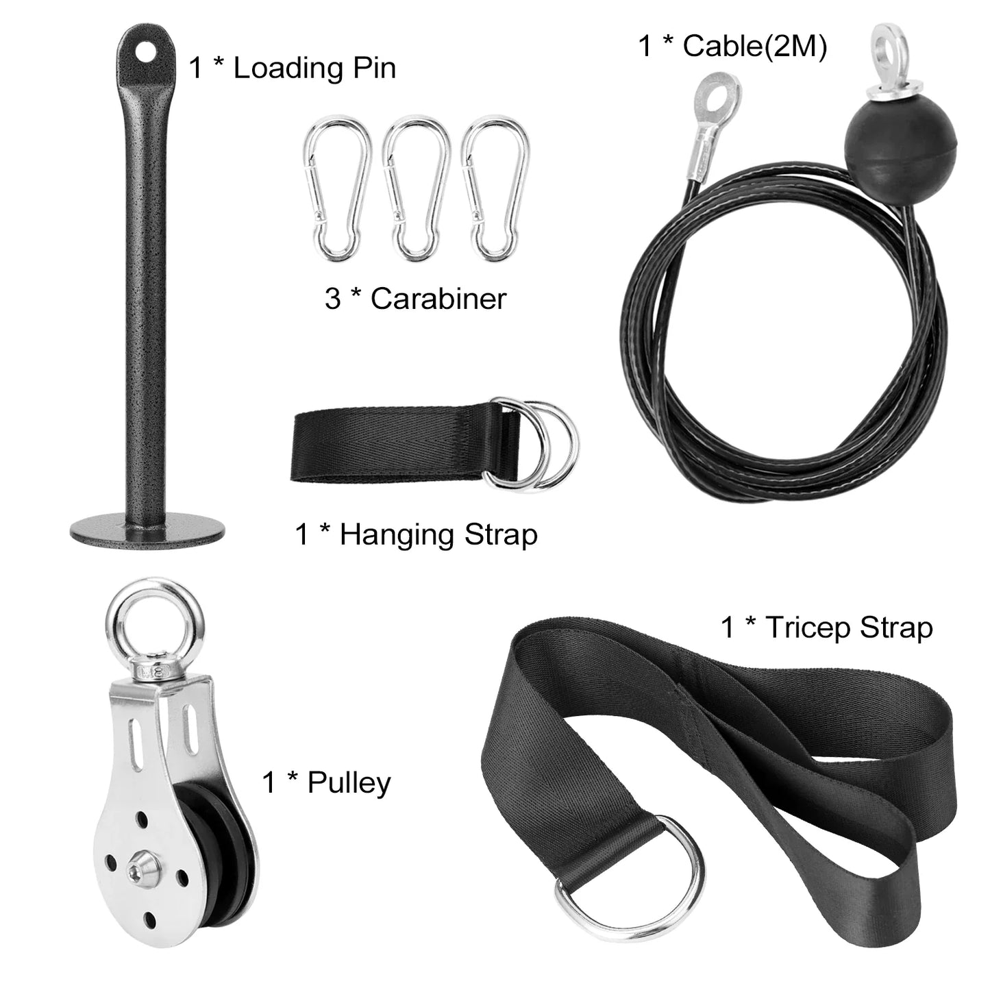 Home Fitness Cable System – Pull Fitness – Antrenament pentru bicepși, tricepși, piept și spate – Antrenament de forță – 6 piese