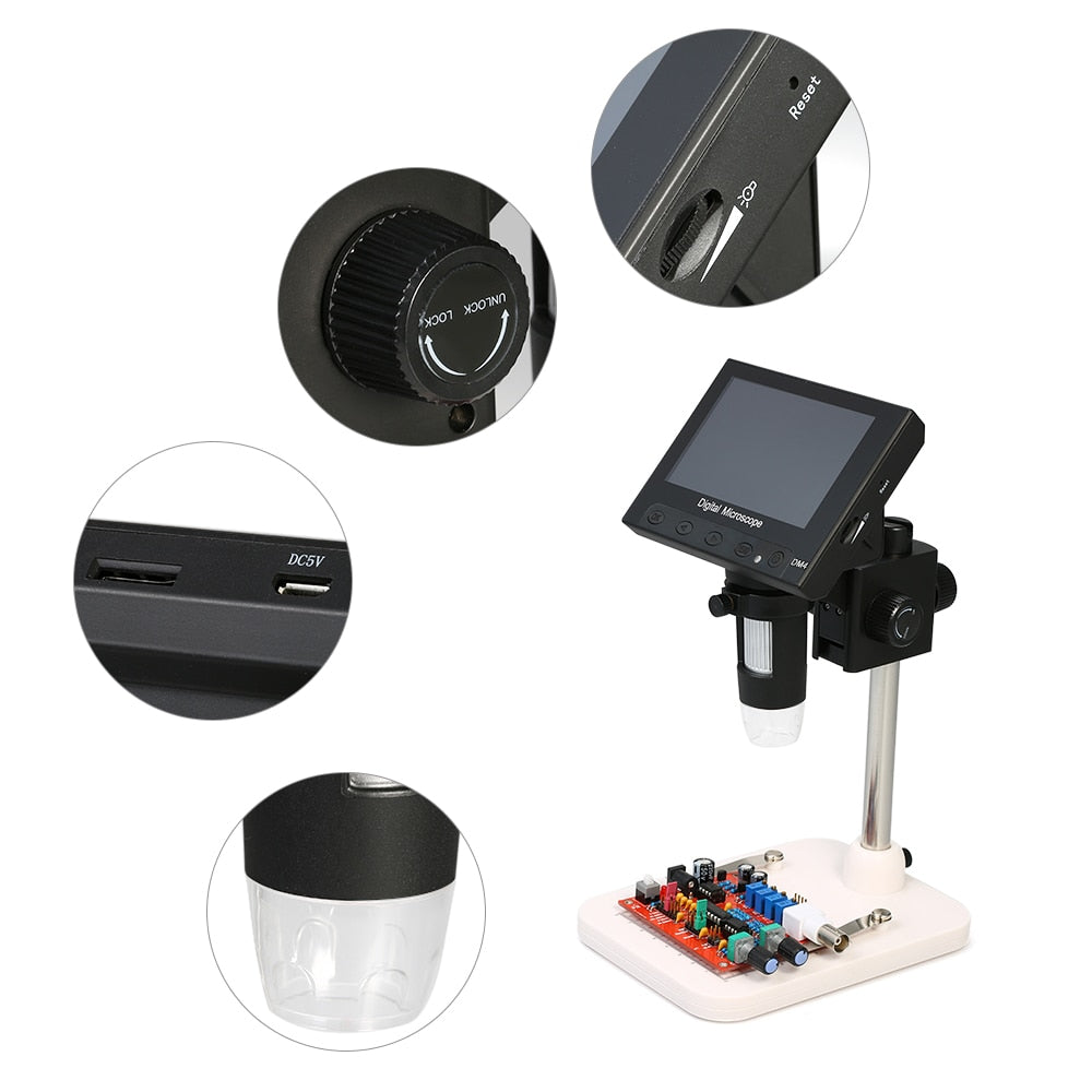 Microscop cu iluminare LED | Ecran LCD | mărire 1000x | 720P | Armare | Lupă