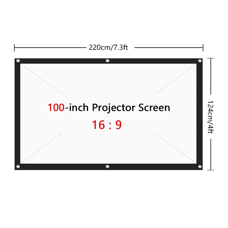 Écran de projection, 254 cm, HD, Polyester, Pliable, Blanc