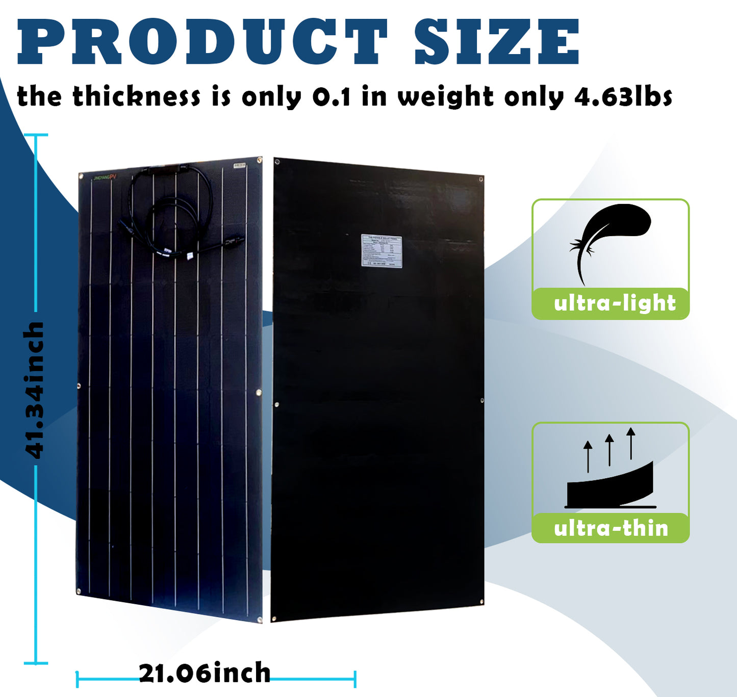 100W Monocrystalline Flexible Solar Panel, 21.8% Efficien, 32 Cells, 1050x540x2.5mm