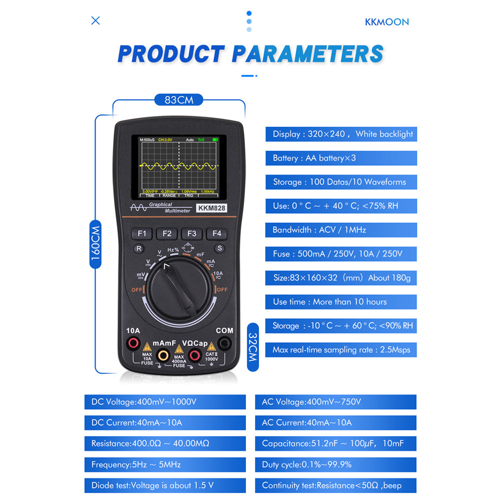 Digital Oscilloscope Multimeter 2.4" 1MHz 2.5Msps