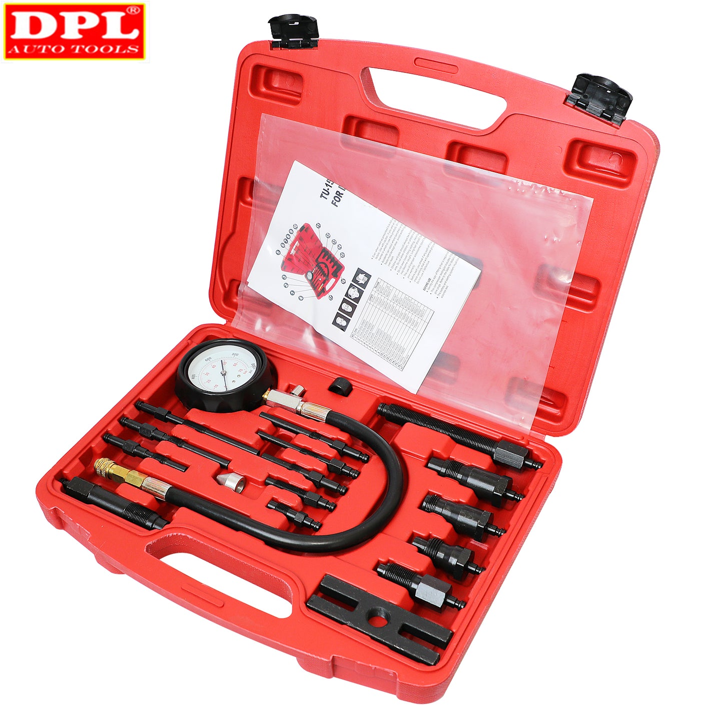 Diesel Engine Compression Tester Tool Kit Set, Pressure Gauge Tester Kit Set TU-15B, 50