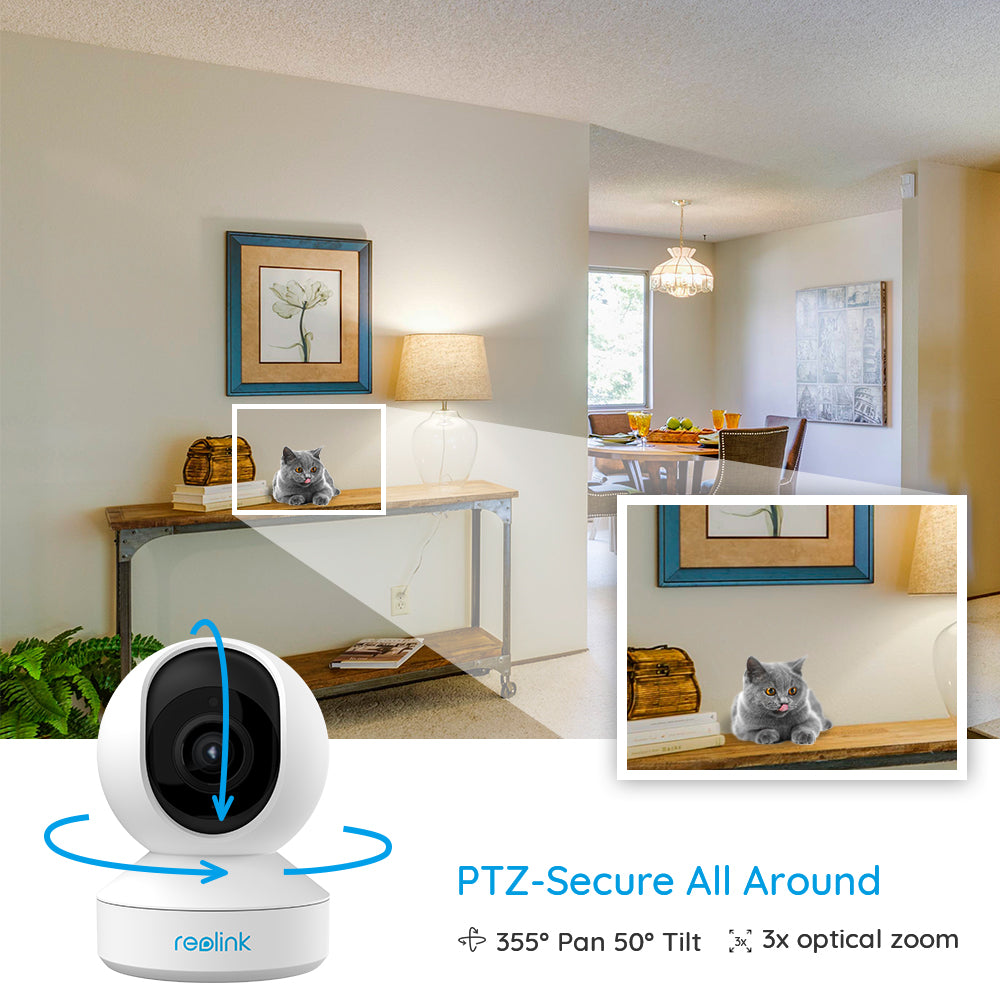 5MP PTZ WiFi Camera, AI Human/Pet Detection, Auto Tracking, 2-Way Audio, E1 Zoom