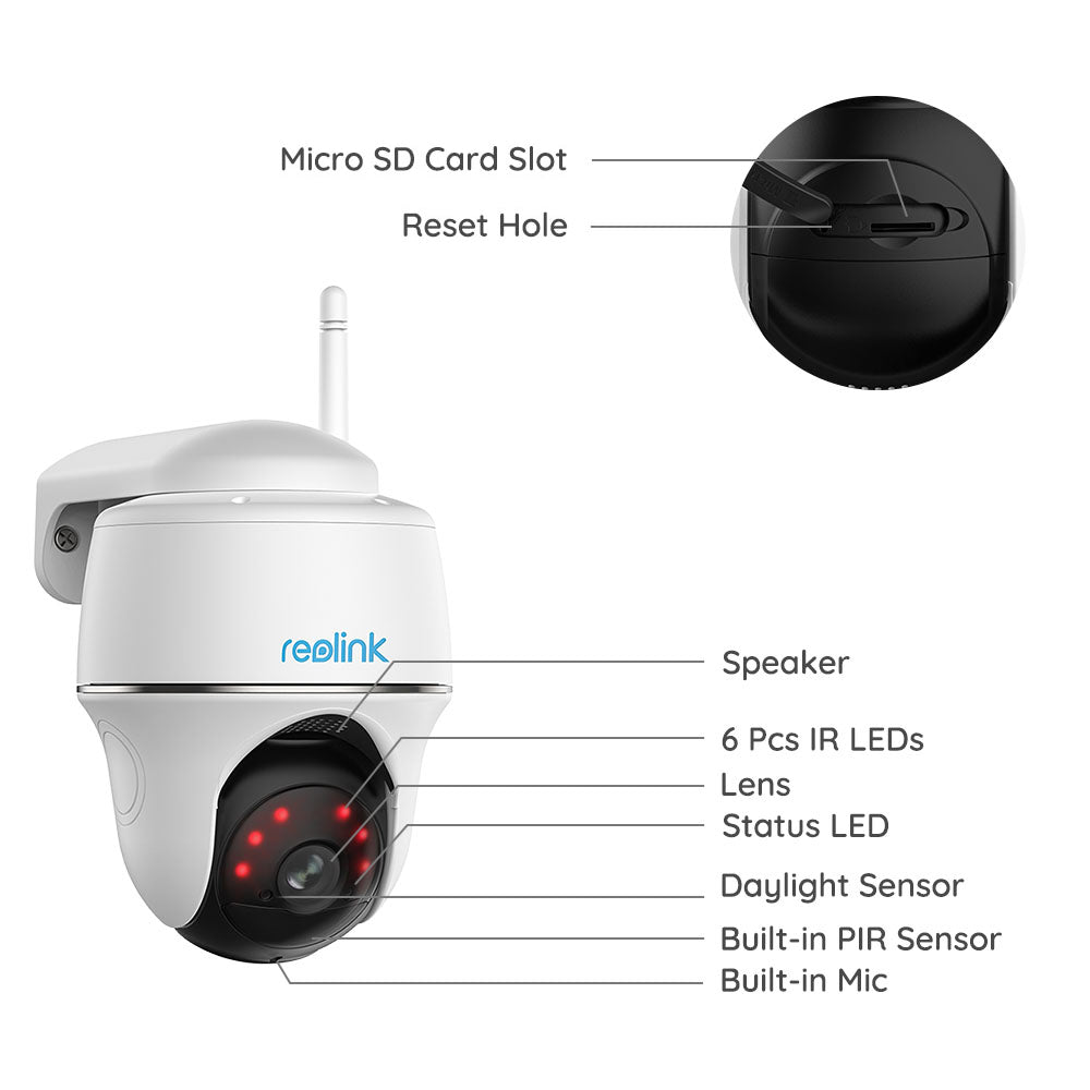 4MP Reolink Argus PT Battery WiFi Wireless Pan&Tilt IP Camera,Human Detection,Metal,6000mAh,Indoor/Outdoor,16X Zoom,H.265,10M IR,120° FOV,CE/FCC