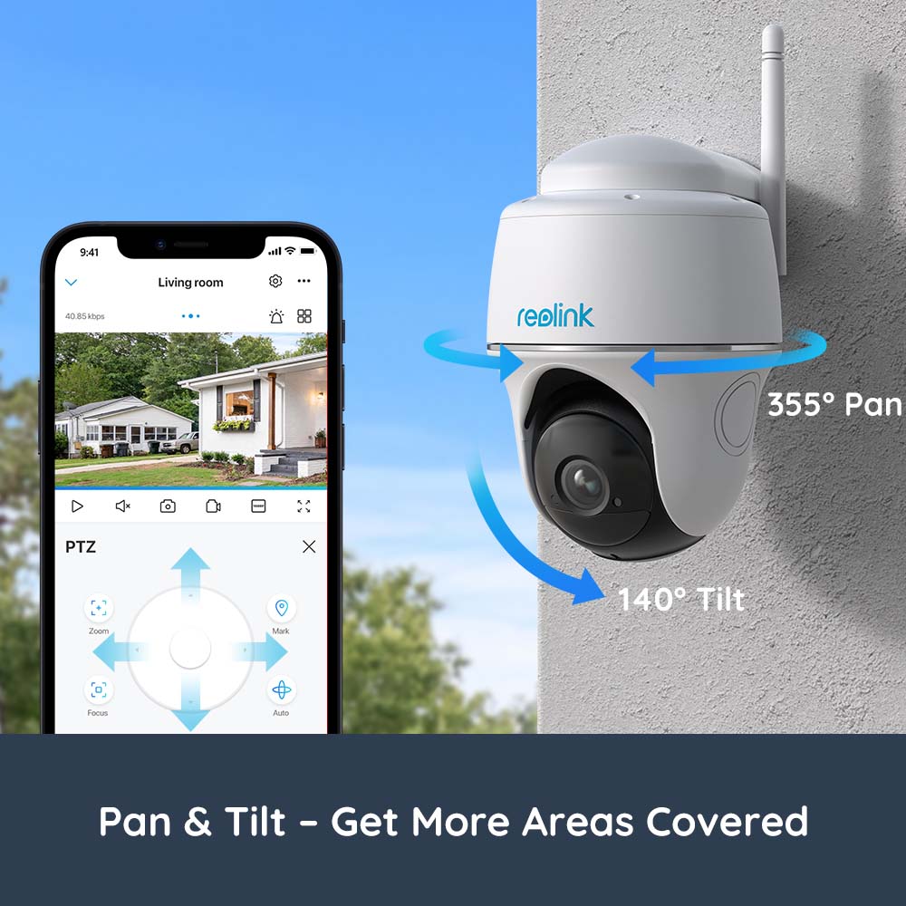 4MP Reolink Argus PT Battery WiFi Wireless Pan&Tilt IP Camera,Human Detection,Metal,6000mAh,Indoor/Outdoor,16X Zoom,H.265,10M IR,120° FOV,CE/FCC