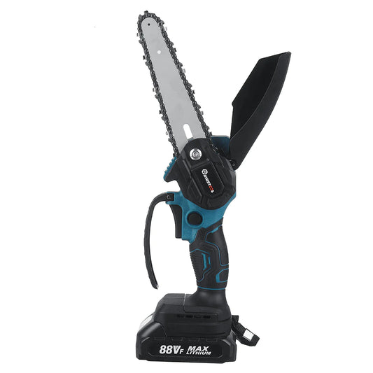 Electric Chainsaw, 15cm, 88V, 1200W, 3500rpm, 2 Batteries, Blue