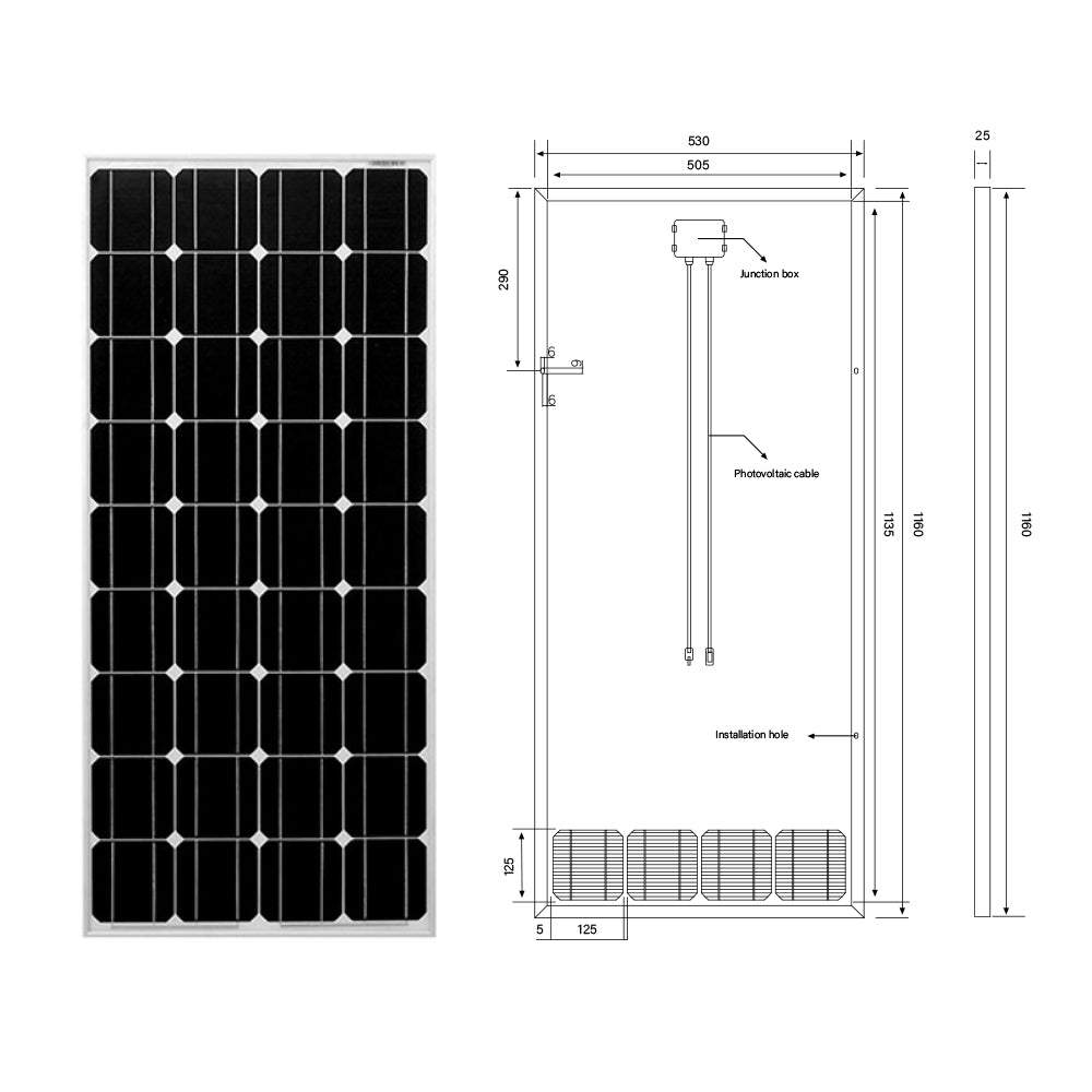 120W 18V Monocrystalline Solar Panel RV Boat Flexible