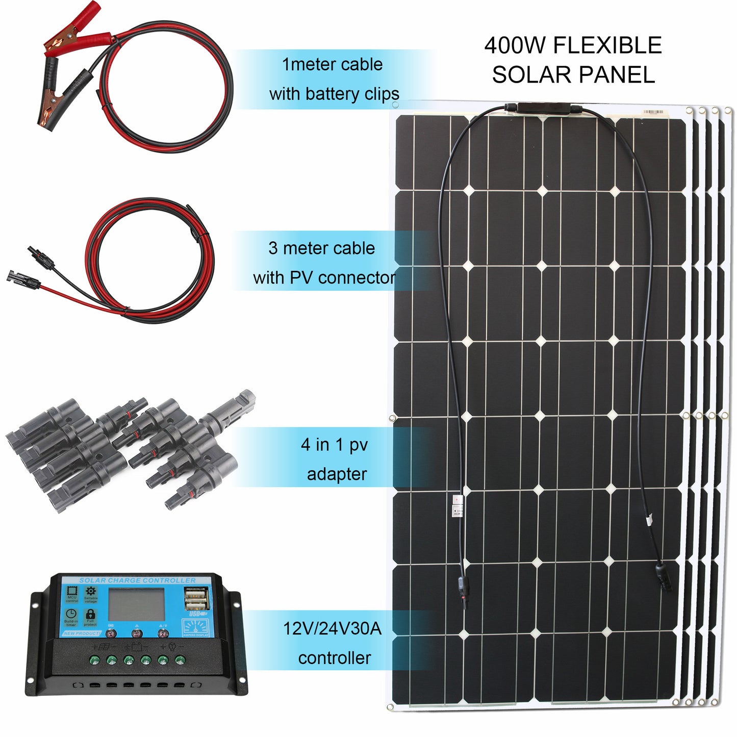 Kit panou solar flexibil 100W 12V (mono, 32 buc, 1050*530*3mm)