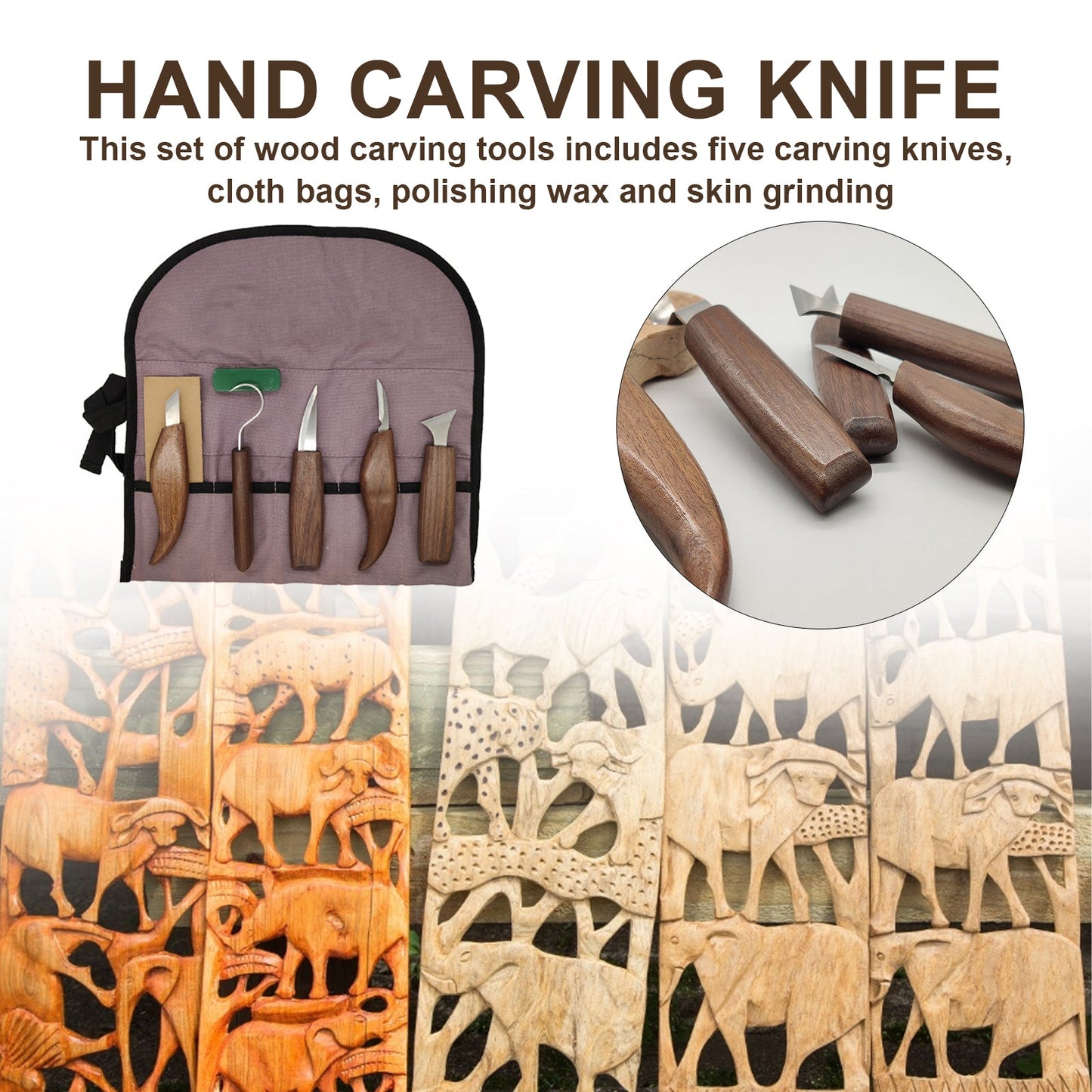 7 stks Walnoot Vleesmes Set Hand-carving Patroon Tool Hand Tool Set Peeling Houtsnijwerk Sculpturale Lepel Carving cutter