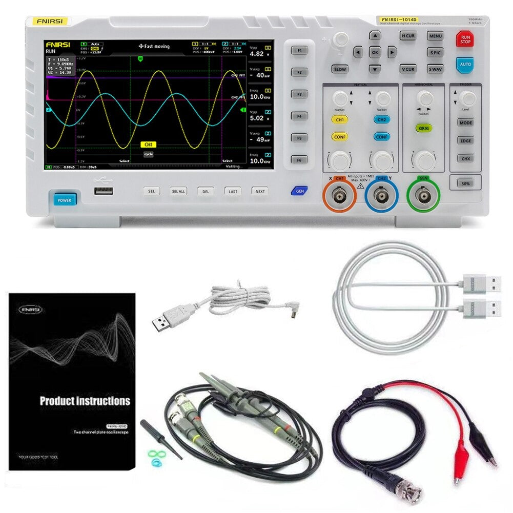 Oscilloscope numérique | 100 MHz | 2 chaînes | Avec écran tactile | 1M ohms/20pf | Multimètre | Générateur de fonctions | Générateur de signaux | Nourriture de laboratoire