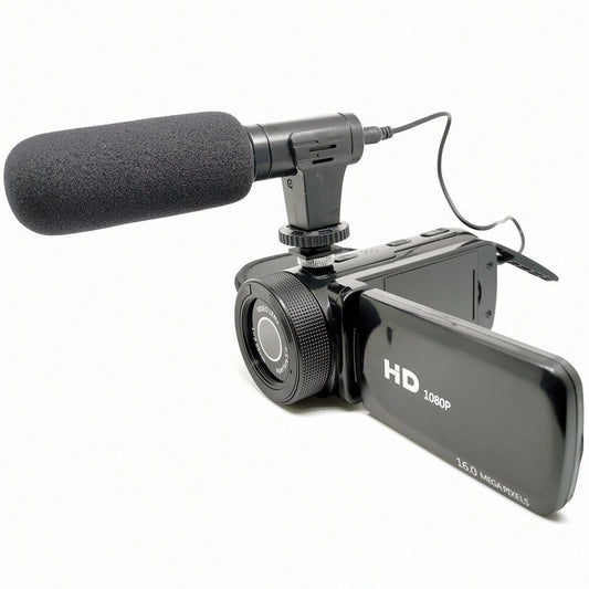 Appareil photo numérique, 6 cm, CMOS, 1080p, zoom 16x, avec microphone, objectif grand angle, noir