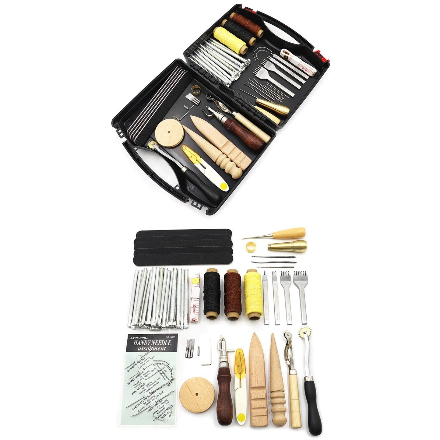 Leerbewerking Set Naaiset Gereedschap Set Leernaalden Naai Accessoires Naai spullen Naai Kit Naai Set Leerbewerking Gereedschap Leerbewerking Tools Reparatie Complete Set 44 Stuks