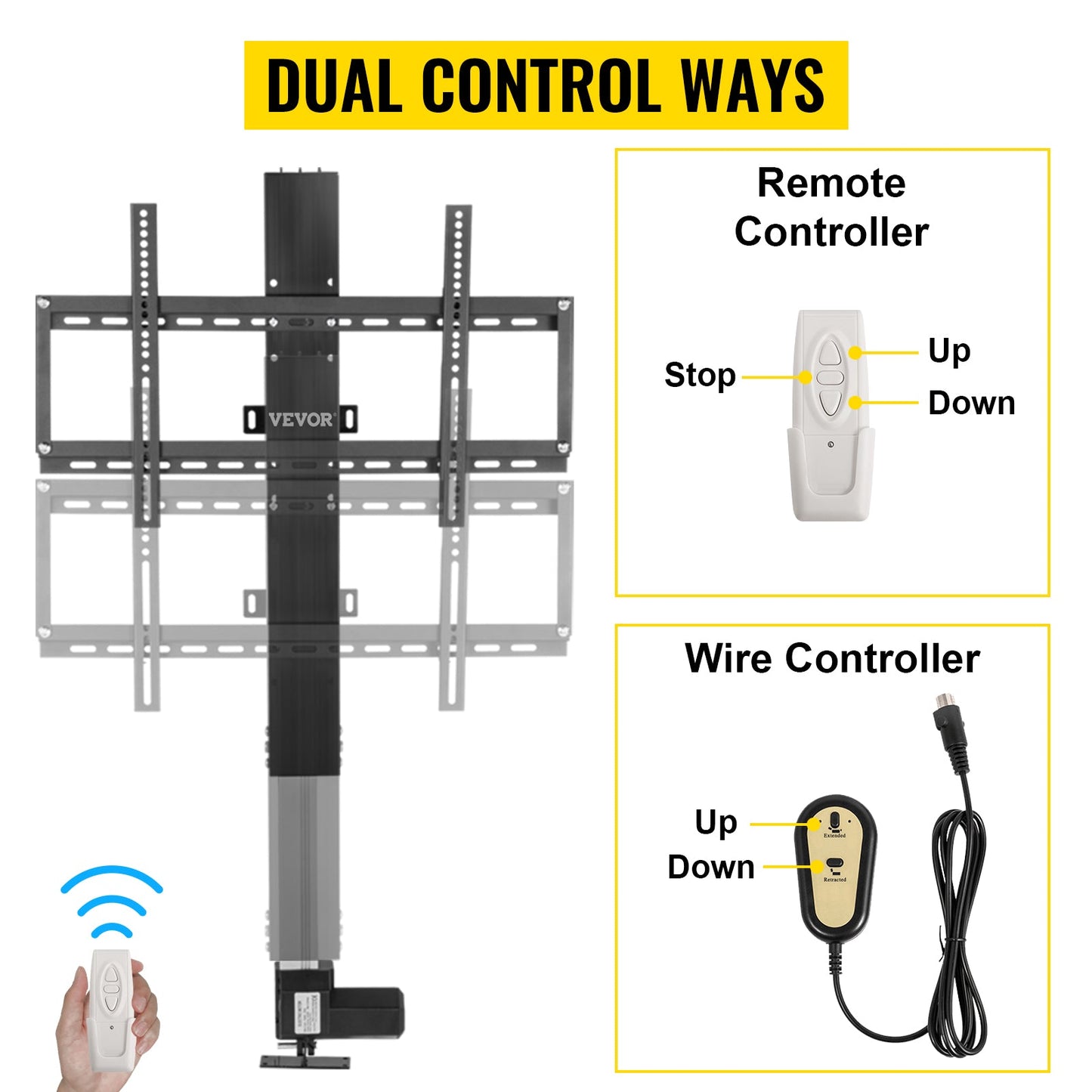 Lift electric electric | Mobila electrica | Tablou TV | Suport în picioare | Ajustabil | Cu telecomandă | 94,5 - 154,4 cm | Pana la 50"