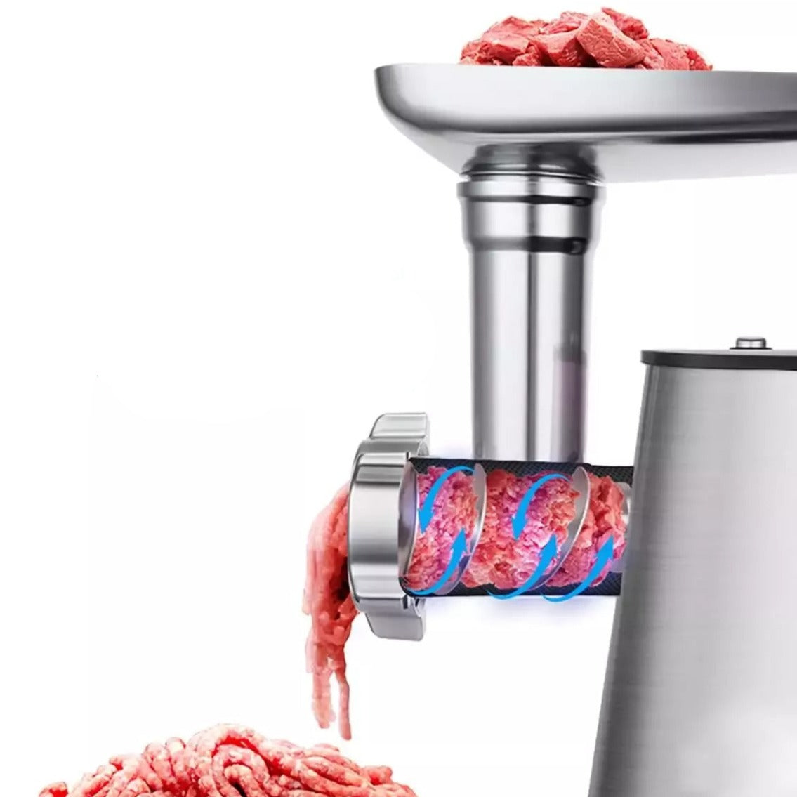 Hachoir à viande | 3200W | Électrique | Hachoir à viande | Fabricant de saucisses | Argent | Acier inoxydable