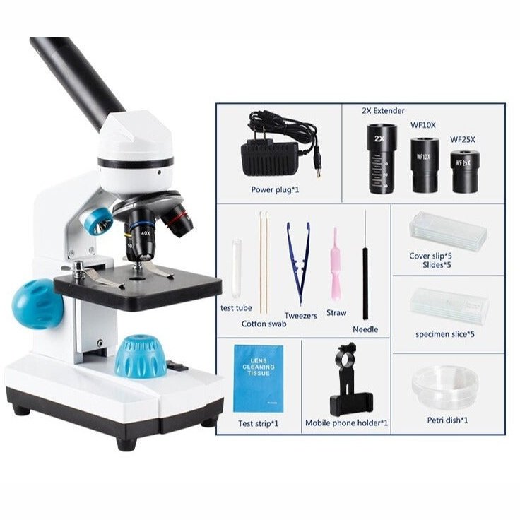 Microscoop - Instelbare Microscoop - Optische Microscoop - 2000x Vergroting - Wit