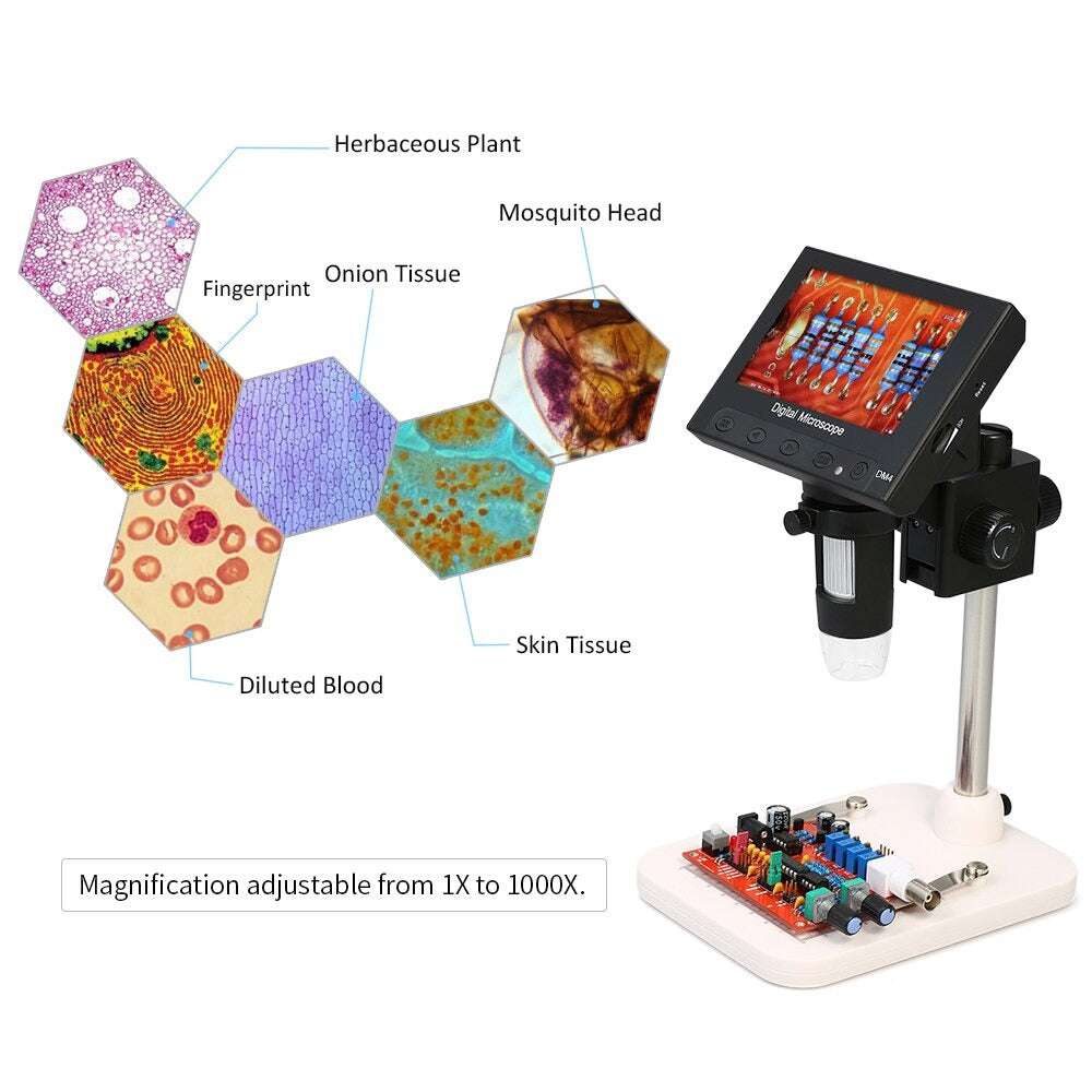 Microscoop met LED verlichting | LCD-scherm | 1000x vergroting | 720P | Versterking | Vergrootglas