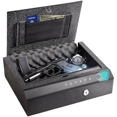 Biometric Fingerprint Gun Safe 4L Steel Box, Quick Access